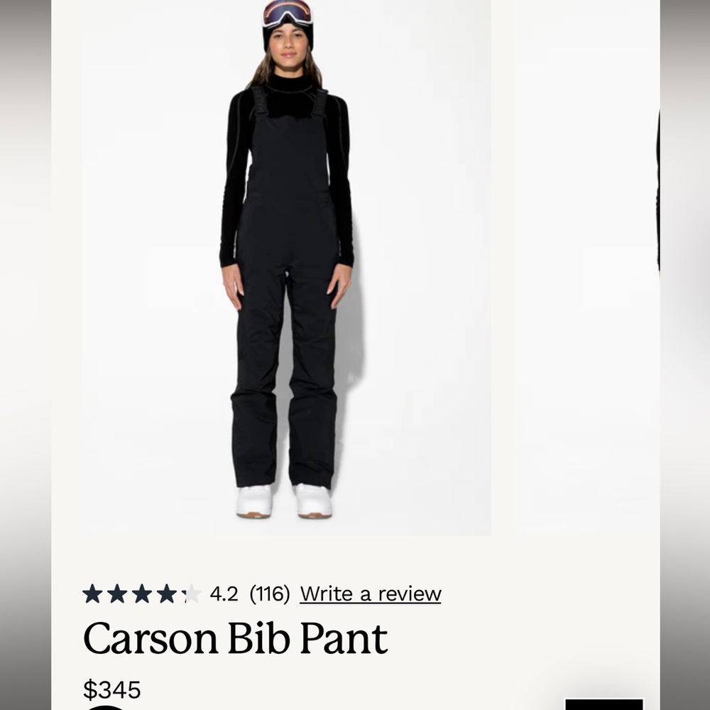 Carson Women's Black Ski Bib Pants - size XS short
